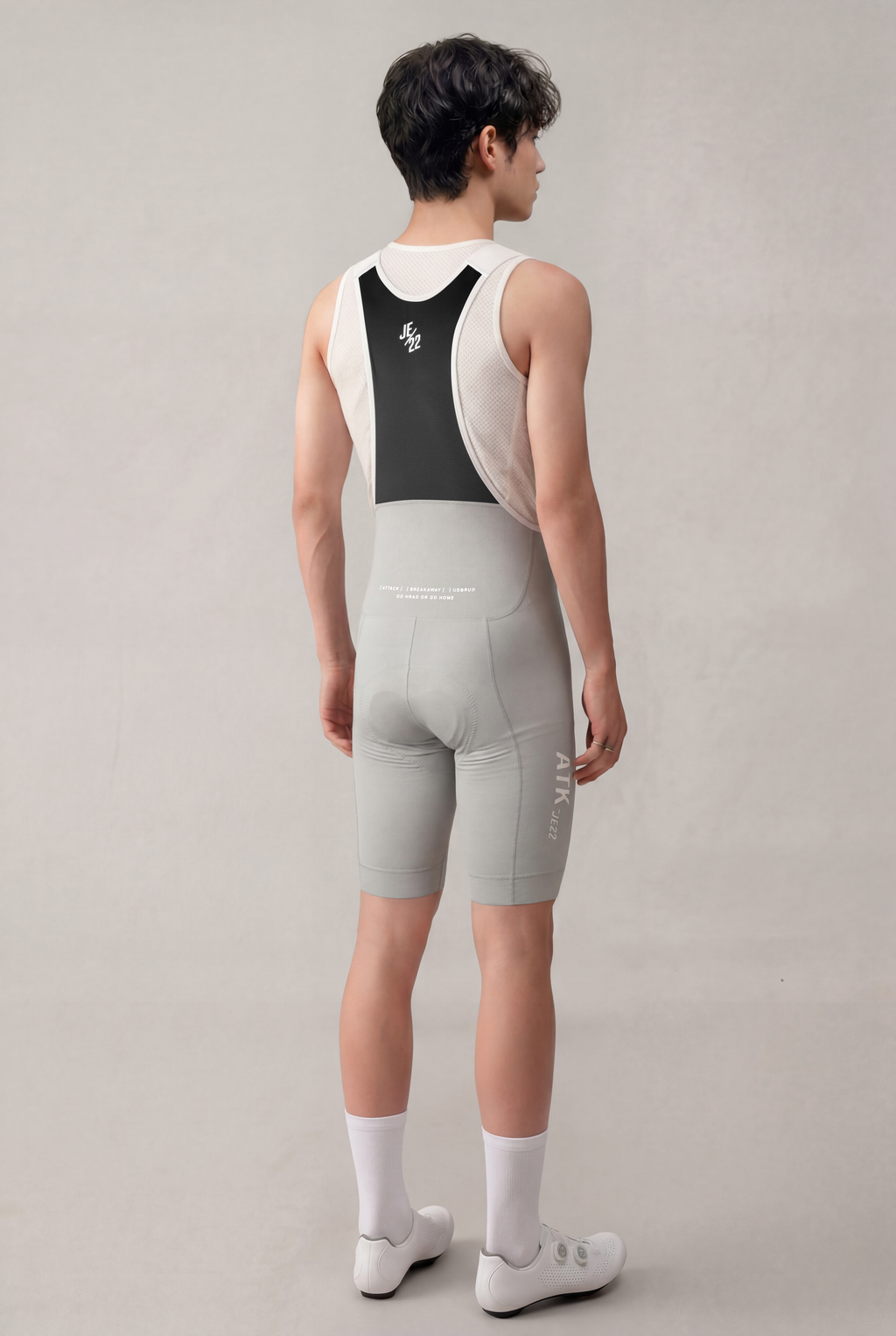 ATK Men_s performance Bib shorts - Light Grey- 3D-Printed Chamois