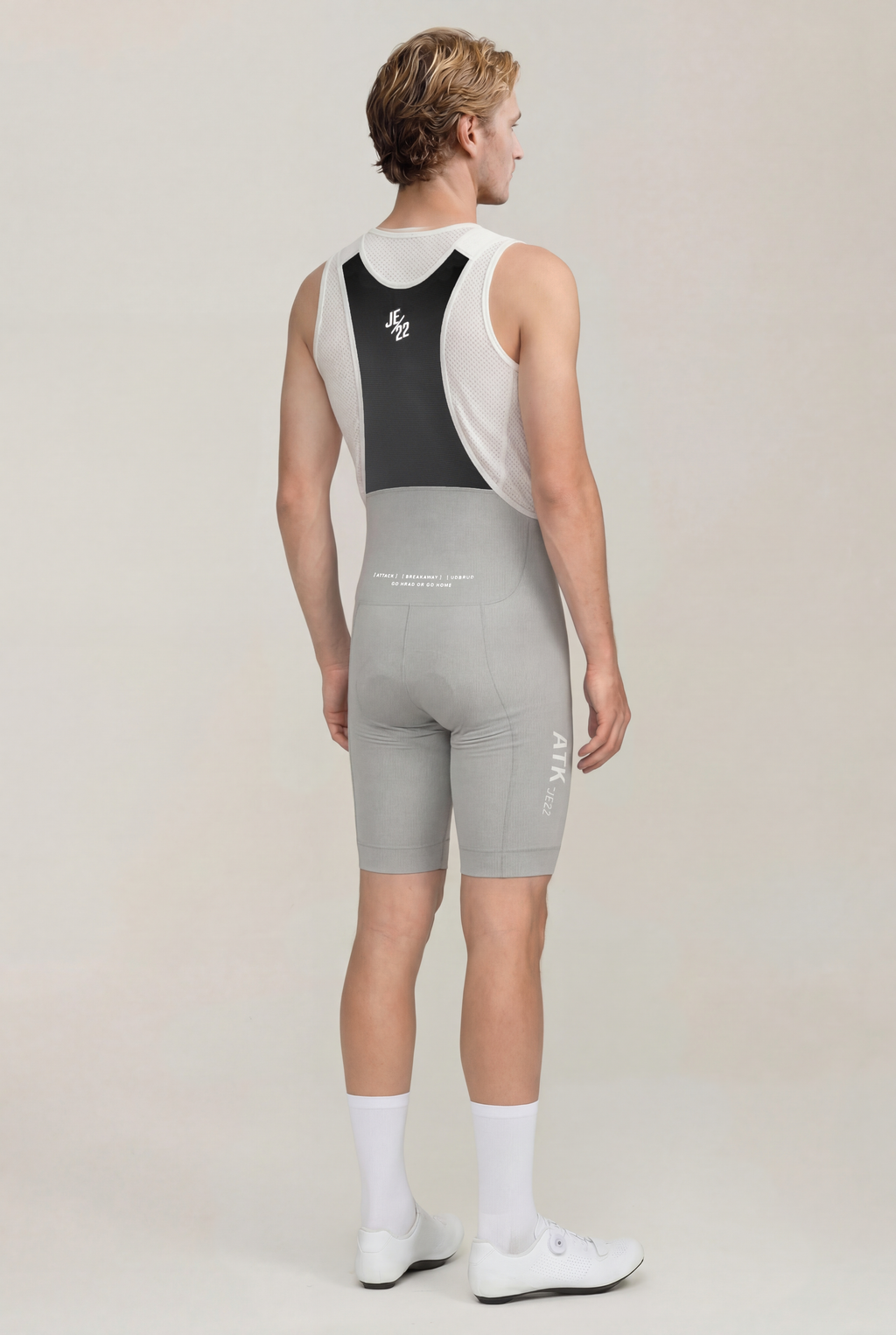 ATK Men_s performance Bib shorts - Light Grey- 3D-Printed Chamois